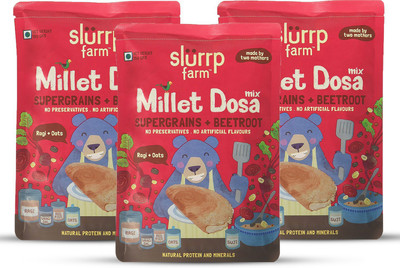 

Slurrp Farm Millet Dosa Mix: Supergrains + Beetroot 450 g(Pack of 3)