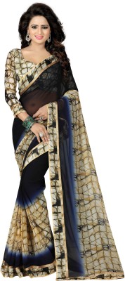 RAJESHWAR FASHION Printed Bollywood Georgette Saree(Blue)