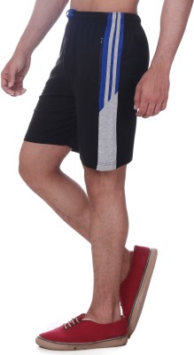 Vego Solid Men Black Regular Shorts