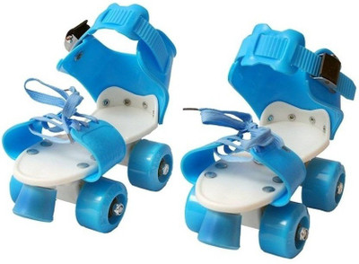 

SPORTSHOLIC New Adjustable Plastic Light Weight Quads Roller Skates With Break For Kids 3 To 5 Years Quad Roller Skates - Size 2-5 UK(Blue)