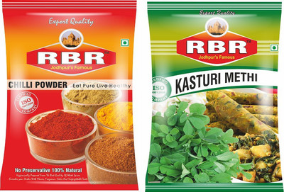 

RBR Premium MIx Spices-Chilli Powder(Mirchi),Dried Fenugreek Leaves(Kasturi Methi), 100g Each(2 x 100 g)