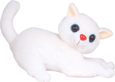 

Tickles White Cute Laying Cat Soft Stuffed For Kids - 25 cm(White)