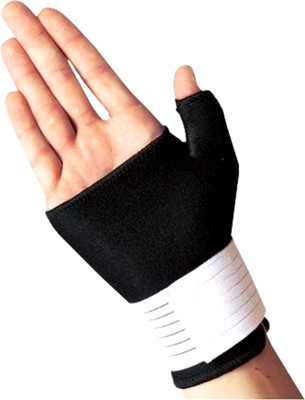 

PE Gloves for Sprain Pain Lengthen Basketball Bicycle Gym Thumb Wrist Support (, Black, White