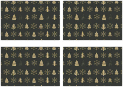 GIFTSMATE Rectangular Pack of 4 Table Placemat(Green, Cotton)