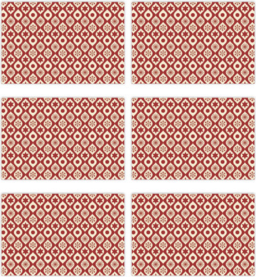 GIFTSMATE Rectangular Pack of 6 Table Placemat(Multicolor, Cotton)