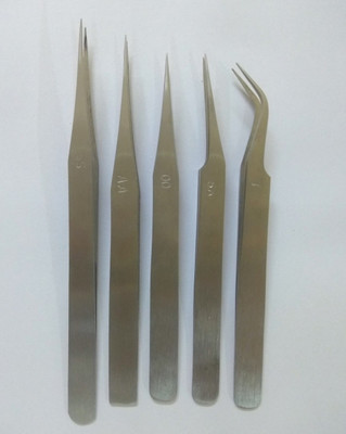 

Amicikart Non-Magnetic Stainless Steel Tweezers Set of 5Pcs