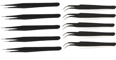 

WOWSOME 5 Pcs Straight & 5 Curved Tips Tweezers Used extensively in mobile/gadget / laptop repair and jewelry repair