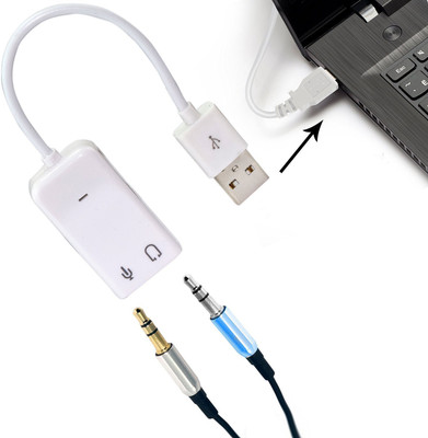 Frackson External Sound Card with 3.5 mm Headphone and Microphone Socket 7.1 Channel White Sound Card Sound Card(White)