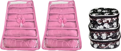 

SAROHI MEGA COMBO OFFER PACK OF 2 PC 6 ROLL SATIN BANGLE BOX WITH 1 PC MAKEUP CASE pouch Vanity Box(Multicolor)