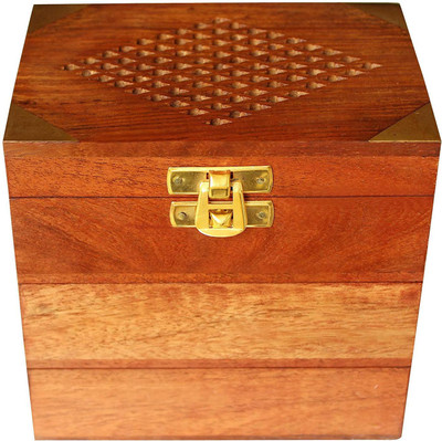 

Hafeeng Handmade Wooden Jewellery Box For Women Jewel Organizer Hand Carved Jali Carvings Gift Items - Vanity Box(Brown)