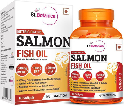 

StBotanica Enteric Coated Salmon Fish Oil with 1000mg Fish Oil and 300mg Omega 3- 60 Softgels(60 No)