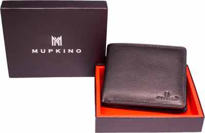 

MUPKINO Men Brown Genuine Leather Wallet(3 Card Slots), Black