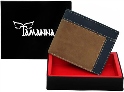 

Tamanna Men Brown Genuine Leather Wallet(6 Card Slots), Brown and blue