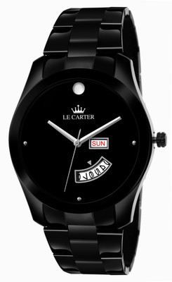 Le Carter LCW-7046 Day & Date Functioning Black Metal Chain Analog Watch - For Men