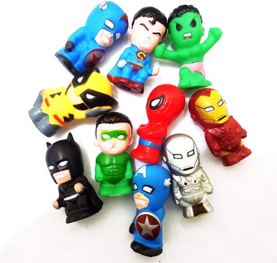 

imodish Marvel Avengers Infinity War Set Of 10 Pcs. Iron Man, Hulk, Wolverine, Green Latern, Spiderman, Captain America, Batman, Ant Man Pencil Topper Pencil Extender Action Figure(Multicolor)