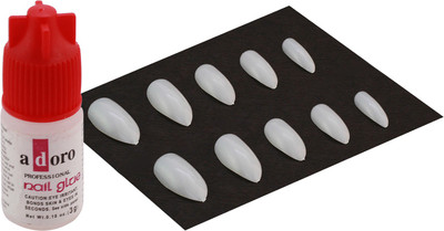 

Ear Lobe & Accessories 10Pcs Reasable Nails With Glue (501-C) White(Pack of 10)