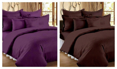 

Laying style 330 TC Satin Double King Plain Bedsheet(Pack of 2, Brown, wine)