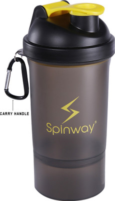 

Spinway 500 ml Yellow and Black Leak Proof Protein Shaker Bottle with 1 Compartment 150 ml 500 Shaker(Pack of 1, Multicolor), Black;yellow