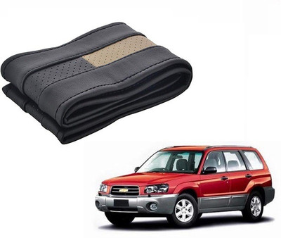 CARIZO Hand Stiched Steering Cover For Chevrolet Forester(Black, Beige, Leatherite)