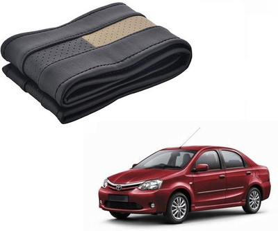 CARIZO Hand Stiched Steering Cover For Toyota Etios(Black, Beige, Leatherite)