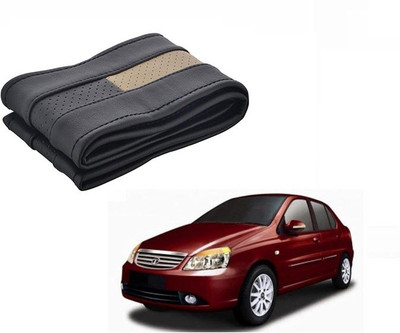 CARIZO Hand Stiched Steering Cover For Tata Indigo CS(Black, Beige, Leatherite)