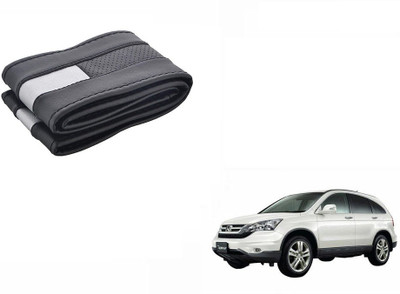 CARIZO Hand Stiched Steering Cover For Honda CR-V(Black, Silver, Leatherite)