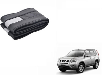 CARIZO Hand Stiched Steering Cover For Nissan X-Trail(Black, Silver, Leatherite)