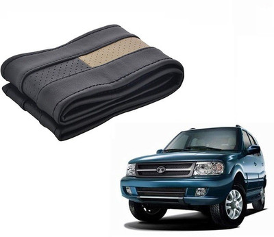 CARIZO Hand Stiched Steering Cover For Tata Safari(Black, Beige, Leatherite)
