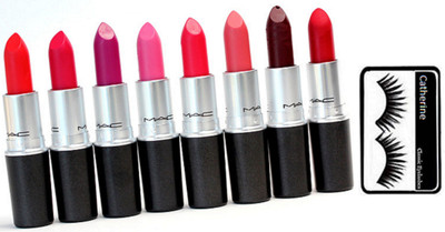 

catherine eyelashes with mac finish matte lipstick pack of 8(Set of 9)