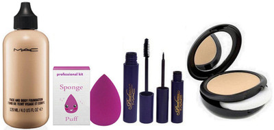 professional kit Sponge Puff & Face And Body Foundation & Padma Eyeliner & Mascara & Face Compact(Set of 5)