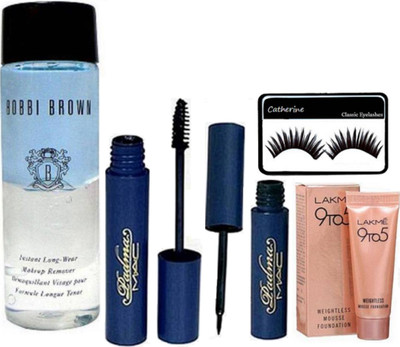 

catherine Eyelashes, Mac Padma Eyeliner & Mascara, 9to5 Mousse, Bobbi Brown Instant Long Wear Makeup Remover(Set of 5)