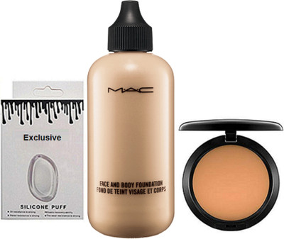 

Exclusive Silicon Puff & Mac Face And Body Foundation & Mac Compact(Set of 3)