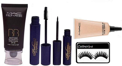 

catherine Eyelashes with Mac Prep+prime BB Cream, Padma eyeliner & Mascara, select cover up Concealer(Set of 5)