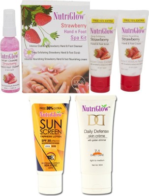 

NutriGlow 1 Strawberry hand and foot kit + 1 Sunscreen SPF30 + 1 Daily defense DD cream(Set of 4)