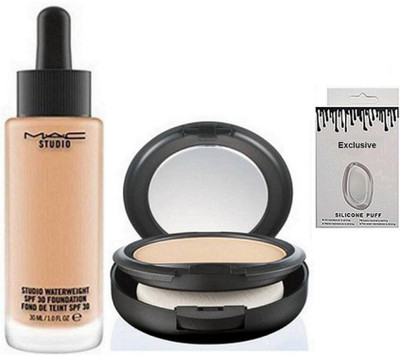 

Exclusive Silicon Puff& Mac Studio waterwhight Fondation & Mac Compact(Set of 3)