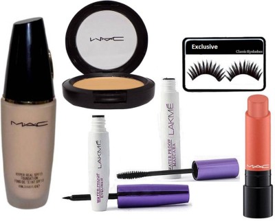 

Exclusive Eyelashes & Hyper Real Foundation & Mac Compact & Lakme Eyeliner & Mascara & Liptencity Lipstick(Set of 6)