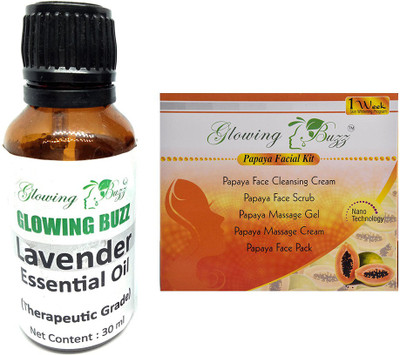 

Glowing Buzz Combo of lavender essential oil and papaya facial kit(Set of 2)
