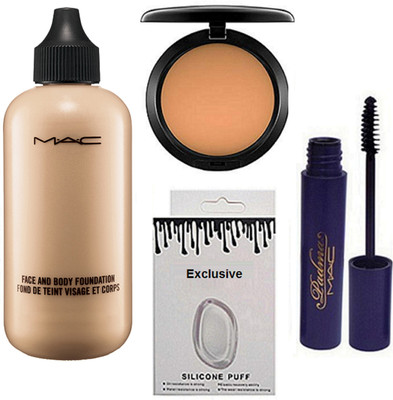 

Exclusive Silicon Puff & Face And Body Foundation & Mac Compact & Padma Mascara(Set of 4)