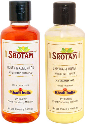 

Srotam Honey & Almond Oil Shampoo And Shikakai & Honey Conditioner Sls-paraben Free (Set Of 1 Bottle Each)(Set of 2)