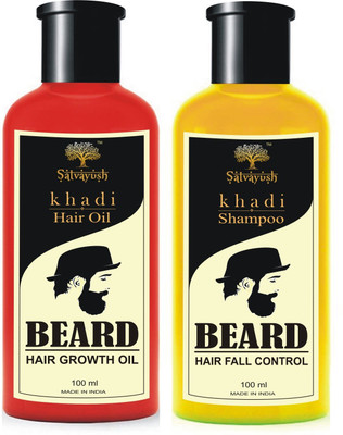 

Satvayush Herbal Beard Hair Care Combo ( Hair Oil + Shampoo )(Set of 2)