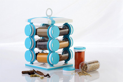 

VR Revolving Spice Rack, Masala Box, Spice Box, Masala Rack, Trolley Rack 12 Piece Condiment Set(Plastic)
