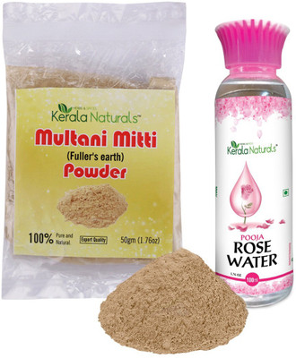 

Kerala Naturals Multani mitti powder100+Rose water 100ml combo(200 g)