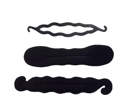 

Jampak Magic Foam Sponge Hair Styling Donut Bun Maker Former French 3 pcs Twist Tool Star Hair Accessories Hair Accessory Set(Black)