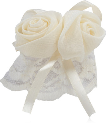 

FUNKRAFTS Trendy Cream Fabric Hair Clip for Girls Hair Clip(White)