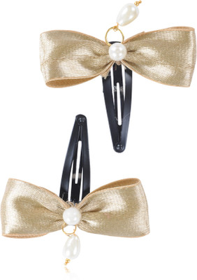 

FUNKRAFTS Trendy Golden Fabric Hair Clip for Girls - Pack of 2 Hair Clip(Gold)
