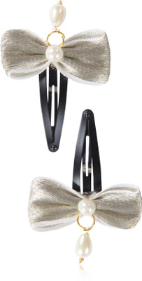 

FUNKRAFTS Trendy Silver Fabric Hair Clip for Girls - Pack of 2 Hair Clip(Silver)