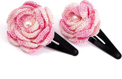

AANJNEY BLACK TIC-TAC WITH CROCHET ROSE FLOWER. Tic Tac Clip(Pink)
