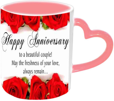 

Raj Laxmi Anniversary Wishes With Lovely Quote Pink Handle Ceramic Mug(350 ml)