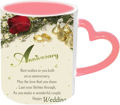 

Raj Laxmi Anniversary Wishes With Very Nice Quote Pink Handle Ceramic Mug(350 ml)