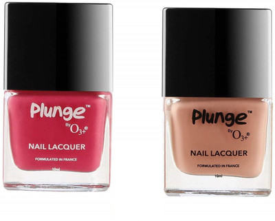 

O3+ Plunge Front Row and Vintage Nail Paint Polish Lacquer Color Shade Combo Pack Red and Cream(Pack of 2)